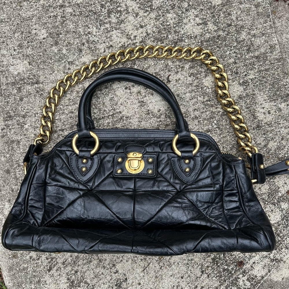 Marc Jacobs Quilted Leather Bowler Bag with chain strap